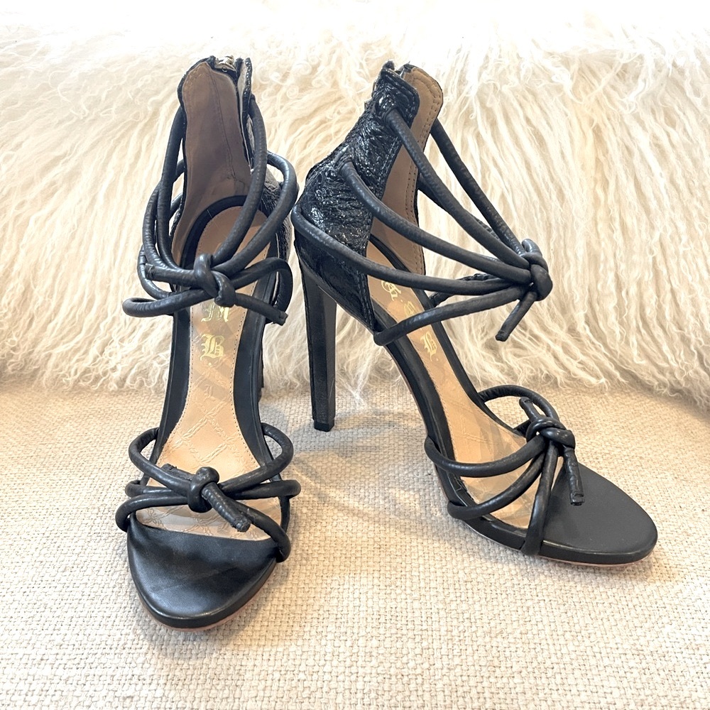 L.A.M.B Ray Black Leather Heels size 7.5